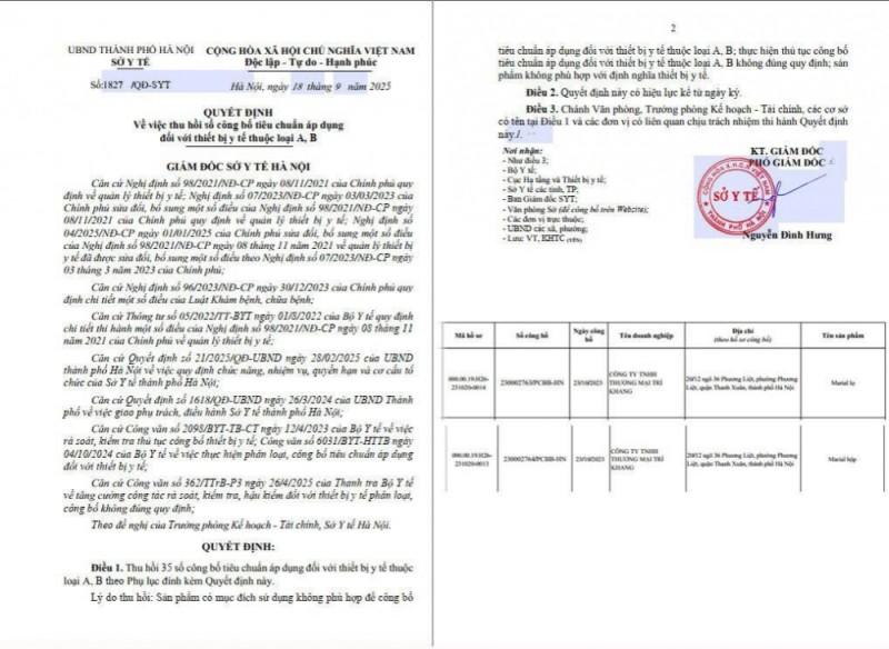 Sản phẩm Marial của Trí Khang Pharma bị Sở Y tế thu hồi số công bố vẫn ngang nhiên lưu hành: Ai chịu trách nhiệm giám sát?