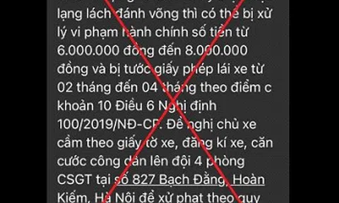 Cảnh giác với tin nhắn mạo danh Cảnh sát giao thông xử phạt vi phạm giao thông