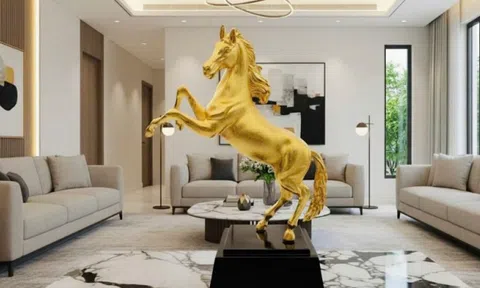 Tượng ngựa mạ vàng ánh kim được săn lùng làm quà tặng Tết Bính Ngọ 2026