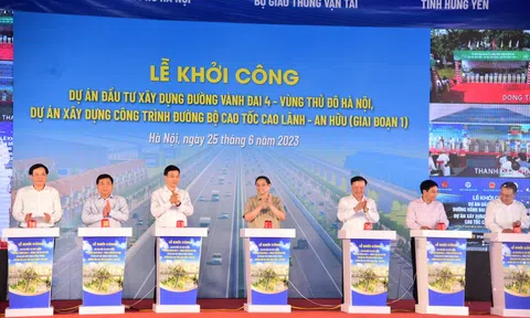 Thủ tướng Phạm Minh Chính bấm nút khởi công Dự án Vành đai 4 Vùng Thủ đô