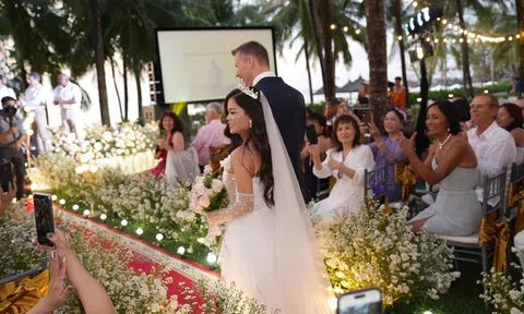 Hoa khôi Tân Lê ‘lộng lẫy’ trong lễ cưới tại thiên đường nghỉ dưỡng phương Nam