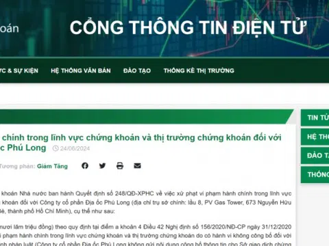 Vi phạm công bố tài chính, Địa ốc Phú Long bị xử phạt nặng