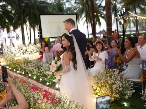 Hoa khôi Tân Lê ‘lộng lẫy’ trong lễ cưới tại thiên đường nghỉ dưỡng phương Nam
