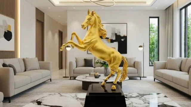 Tượng ngựa mạ vàng ánh kim được săn lùng làm quà tặng Tết Bính Ngọ 2026